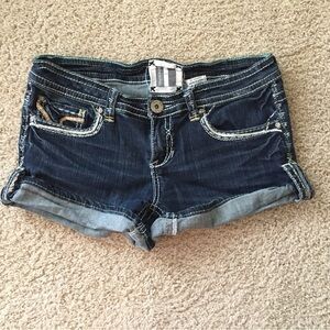 Dark wash cuffed shorts